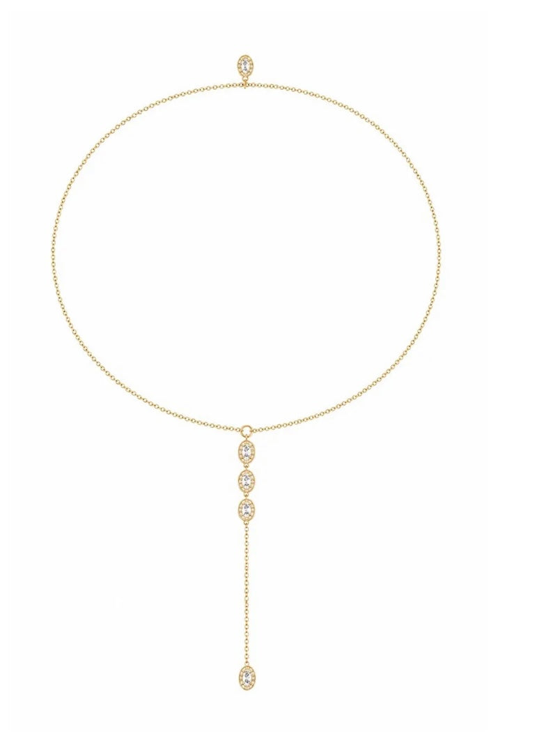 Elegante Gouden Rugketting met Glinsterende Zirkonia