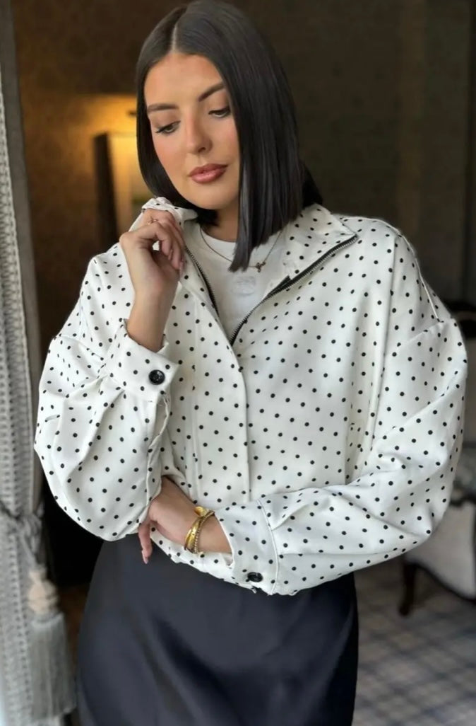 Trendy polkadot-bomberjack in 3 kleuren