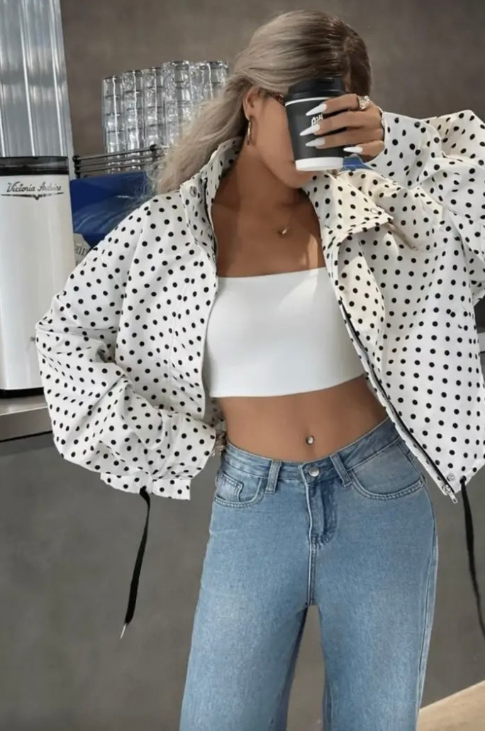 Trendy polkadot-bomberjack in 3 kleuren